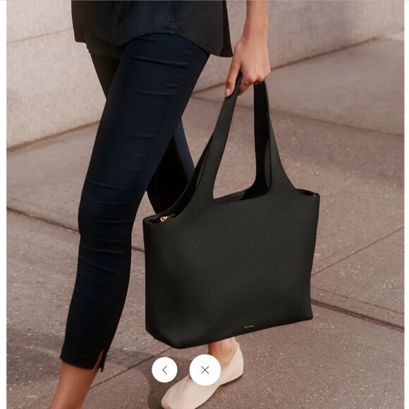 CUYANA System Tote 16-inch Black Pebbled Leather Gold Hardware EUC - Picture 11 of 11